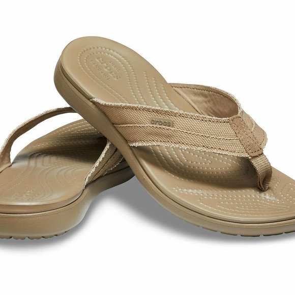 crocs men's santa cruz canvas flip